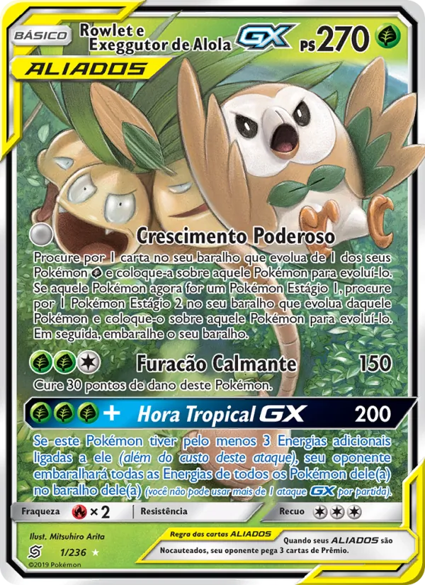 Rowlet e Exeggutor de Alola GX